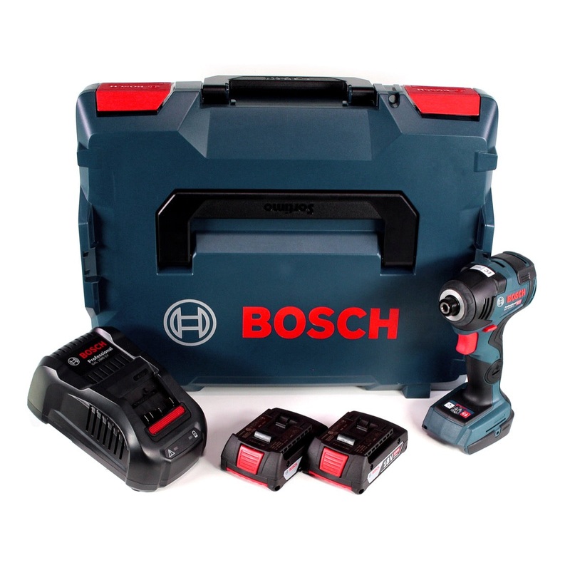 Atornillador de impacto inalmbrico Bosch GDR 18 V-200 C 18 V 1/4" en L-Boxx + 2 bateras de 2,0 Ah + cargador