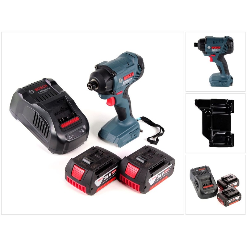 Bosch GDR 18 V-160 llave de impacto rotativa a batera 18V 1/4" + 2x bateras 6.0Ah + cargador + inserto - sin L-Boxx