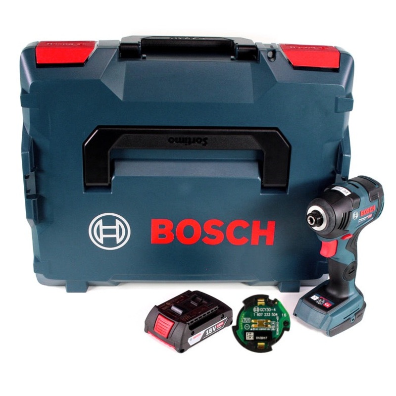 Bosch GDR 18V-200 C atornillador de impacto giratorio a batera 1/4" 18V 200Nm + 1x batera 2.0Ah + mdulo de conexin en L-Boxx - sin cargador