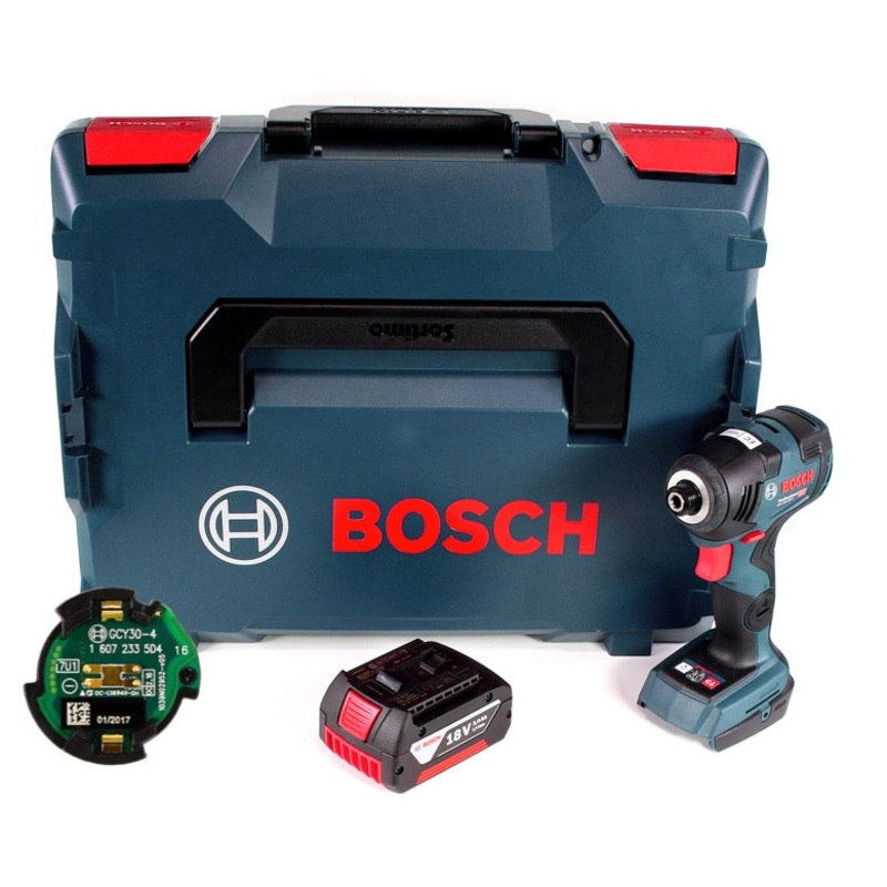 Bosch GDR 18V-200 C atornillador de impacto giratorio a batera 1/4" 18V 200Nm + 1x batera 3.0Ah + mdulo de conexin en L-Boxx - sin cargador