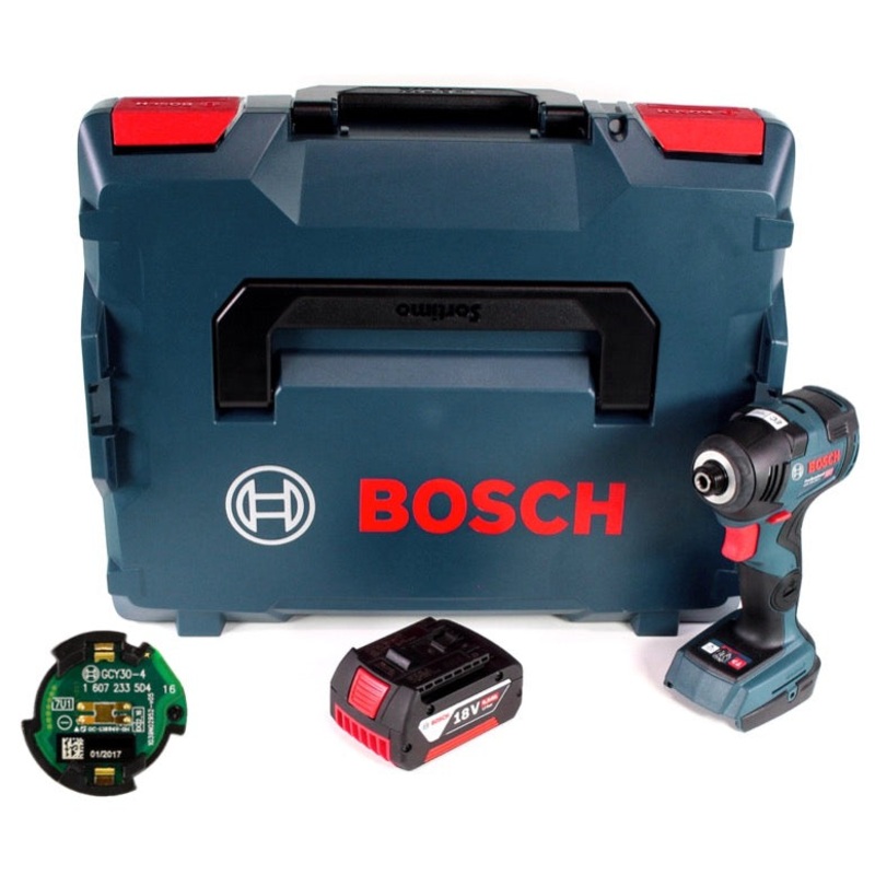 Bosch GDR 18V-200 C atornillador de impacto giratorio a batera 1/4" 18V 200Nm + 1x batera 6,0Ah + mdulo de conexin en L-Boxx - sin cargador