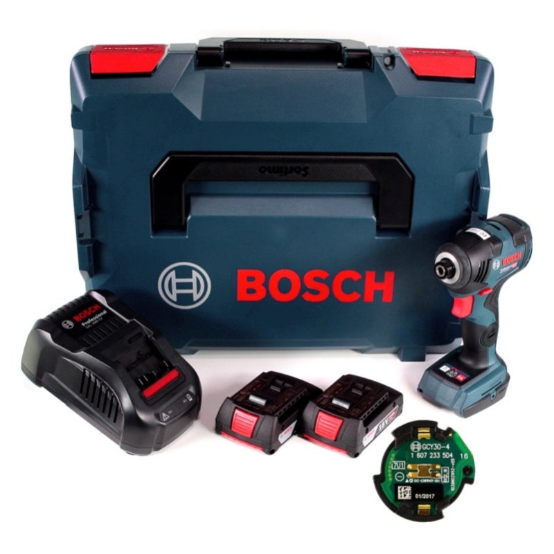 Bosch GDR 18V-200 C atornillador de impacto inalmbrico 1/4" 18V 200Nm + 2x bateras 2.0Ah + cargador + mdulo de conexin en L-Boxx