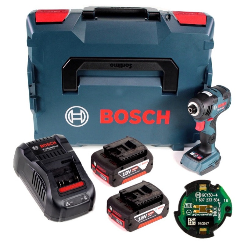 Bosch GDR 18V-200 C atornillador de impacto inalmbrico 1/4" 18V 200Nm + 2x bateras 5.0Ah + cargador + mdulo de conexin en L-Boxx