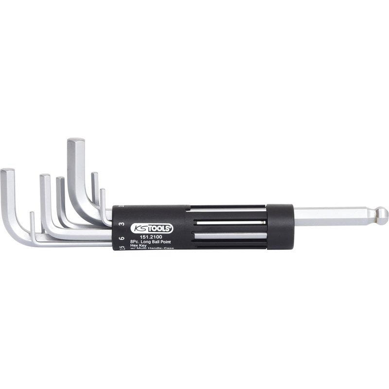 KS TOOLS Juego de llaves Allen 3 en 1, 8 piezas largas, cabeza esfrica ( 151.2100 )