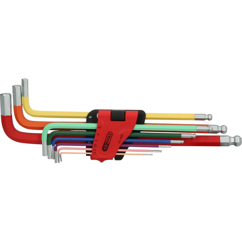 KS TOOLS Juego de llaves Allen con cabeza esfrica, extra largas, 9 pzs ( 151.4420 )