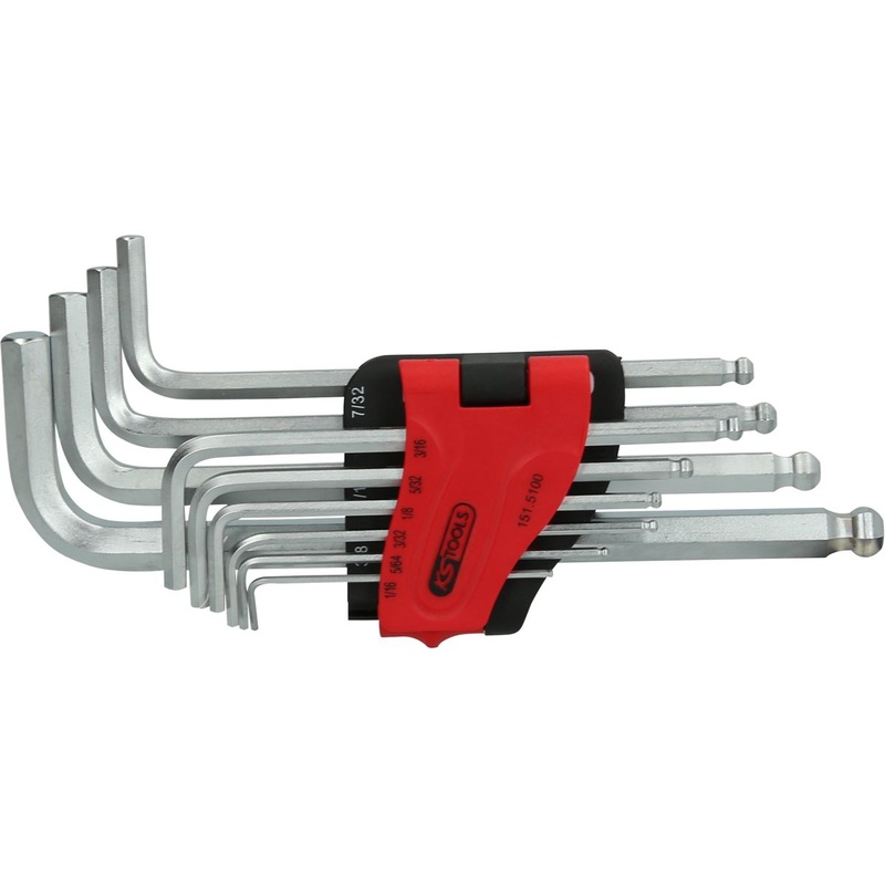 KS TOOLS Juego de llaves Allen con cabeza esfrica, largas, 10 pzs ( 151.5100 )