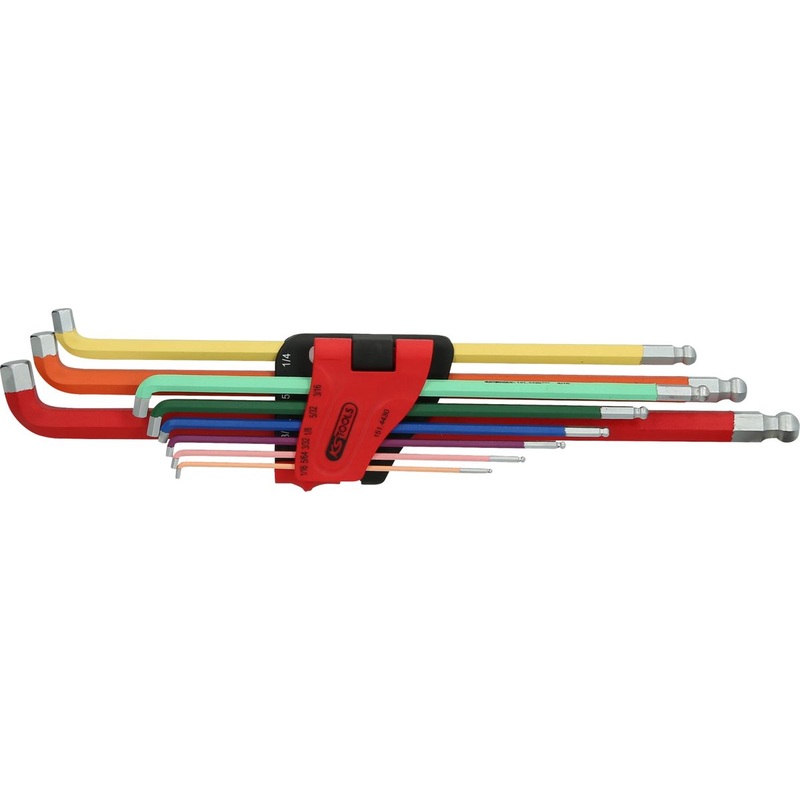 KS TOOLS Juego de llaves Allen de cabeza esfrica, acodadas 108, 9 piezas, pulgadas (151.4430)