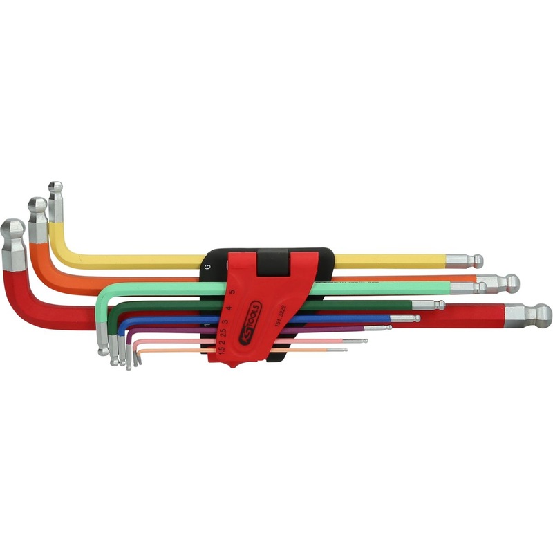 KS TOOLS Juego de llaves Allen de cabeza esfrica doble, extremadamente largas, 9 piezas ( 151.3222 )