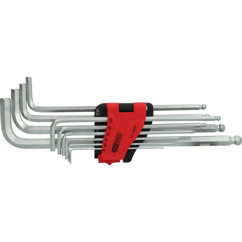 KS TOOLS Juego de llaves Allen de cabeza esfrica, XL, 10 pzs, pulgadas ( 151.4920 )