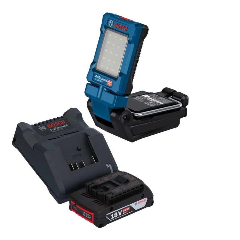 Bosch GLI 18V-800 Luz de batera profesional 18 V 800 lm + 1x batera 2,0 Ah + cargador