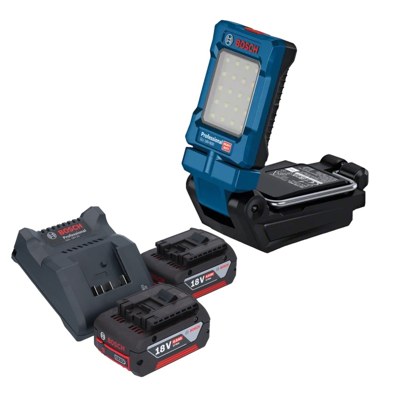 Bosch GLI 18V-800 Luz de batera profesional 18 V 800 lm + 2x bateras 4,0 Ah + cargador