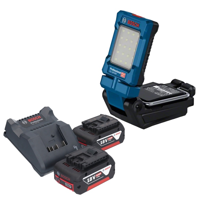 Bosch GLI 18V-800 Luz de batera profesional 18 V 800 lm + 2x bateras 5,0 Ah + cargador
