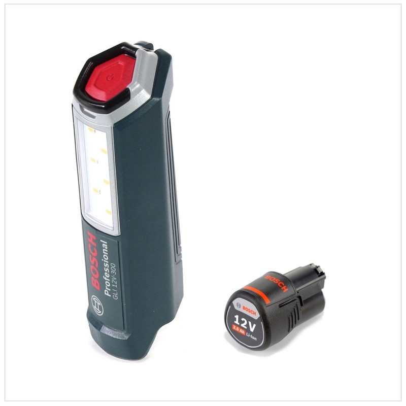 Lmpara de batera Bosch Professional GLI 12V-300 + 1x batera GBA 12V 2,5 Ah - sin cargador