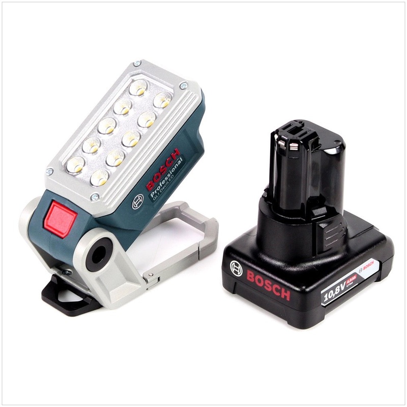 Lmpara de trabajo con batera profesional Bosch GLI DeciLED de 10,8 voltios (06014A0000) + 1 batera GBA de 10,8 V y 4,0 Ah (2607336779)