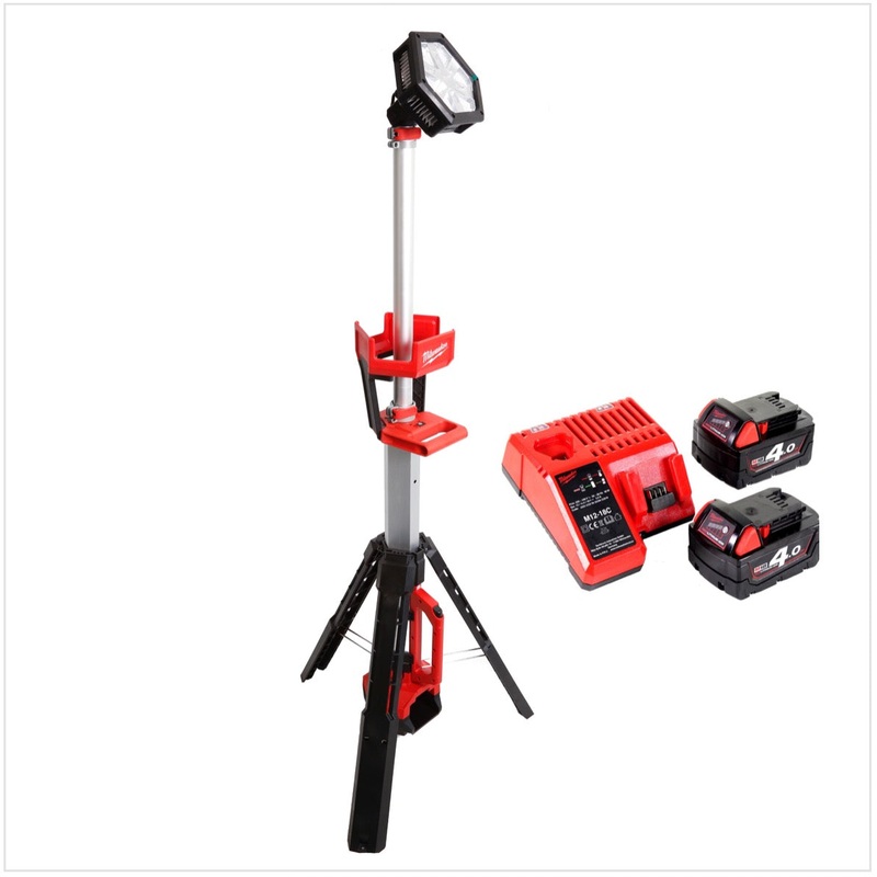 Foco de obra Milwaukee M18 SAL 402C batera 18V + 2x bateras 4.0Ah + cargador