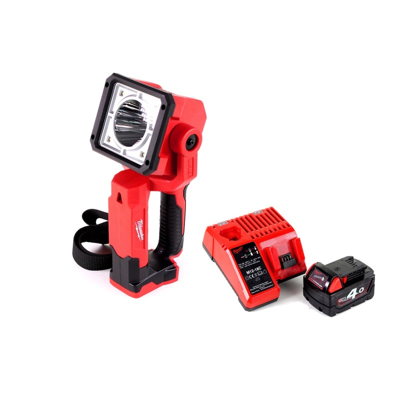 Foco LED de mano Milwaukee M18 SLED-401C con batera de 1250 lmenes + 1x batera de 4,0 Ah + cargador universal
