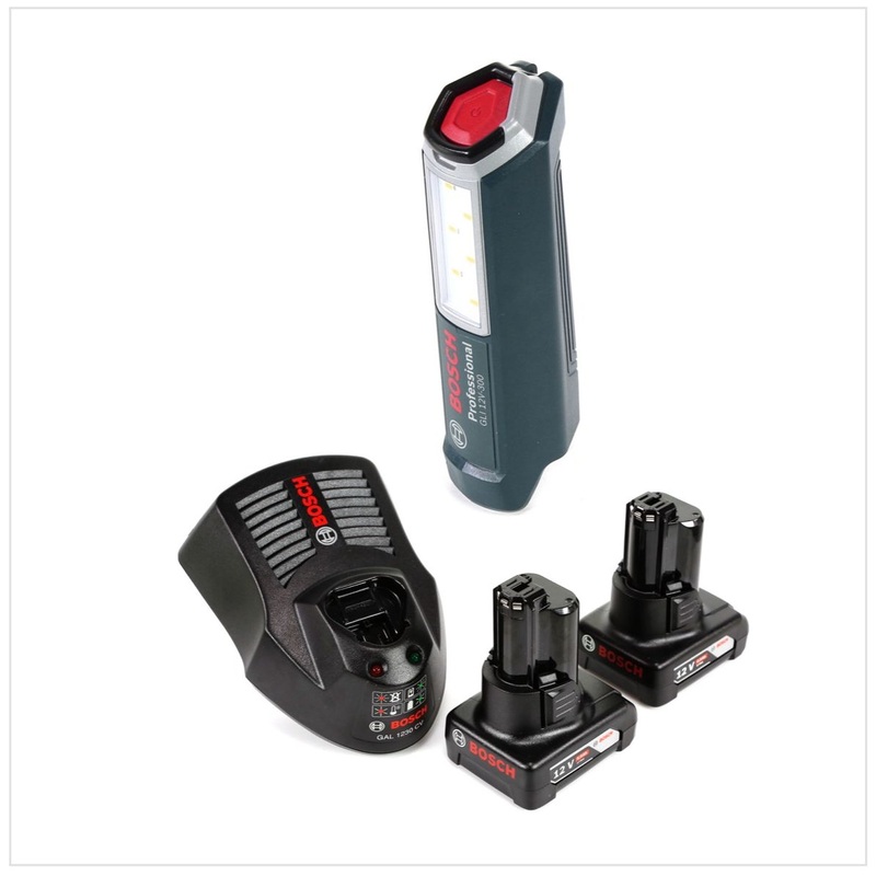 Lmpara de batera Bosch Professional GLI 12V-300 + 2x batera GBA 12V 4.0 Ah + cargador GAL 1230