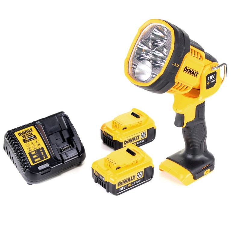 Lmpara LED a batera DeWalt DCL 043 18 V 1000 lm + 2x bateras 4,0 Ah + cargador