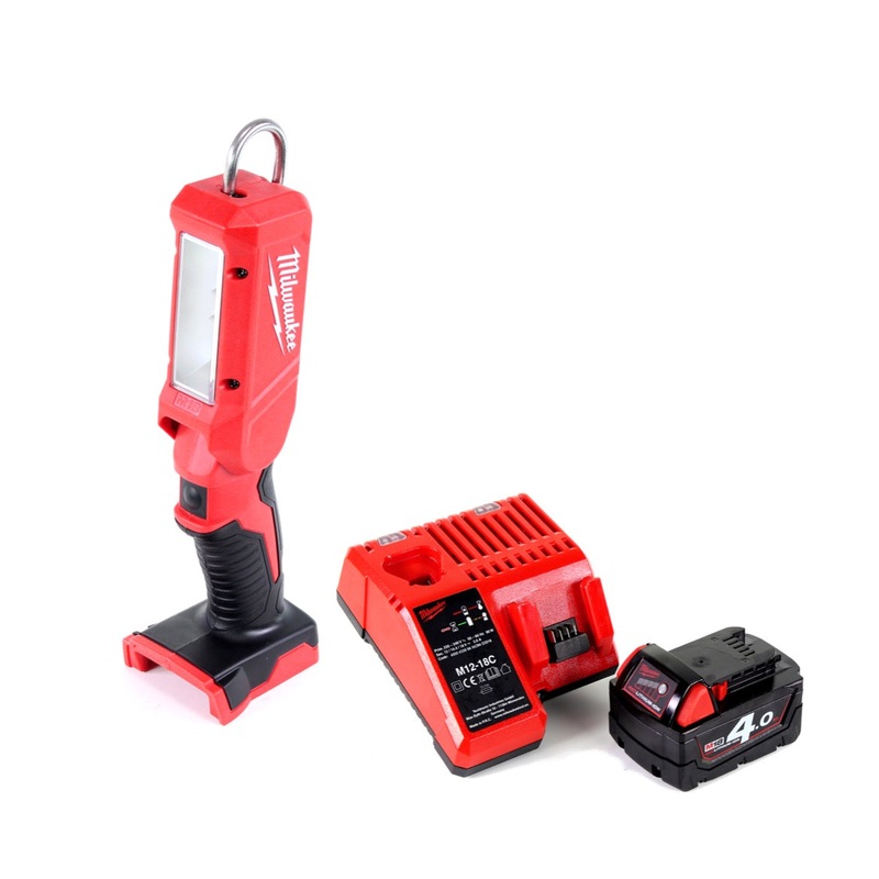 Luz de inspeccin a batera Milwaukee M18 IL-401C con 300 lmenes solo + 1x batera 4.0 Ah + cargador universal