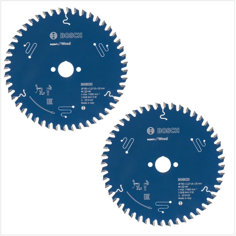 2x Hoja de sierra circular Bosch Expert para madera 160 x 20 x 2,2 mm 48 dientes (2608644018)