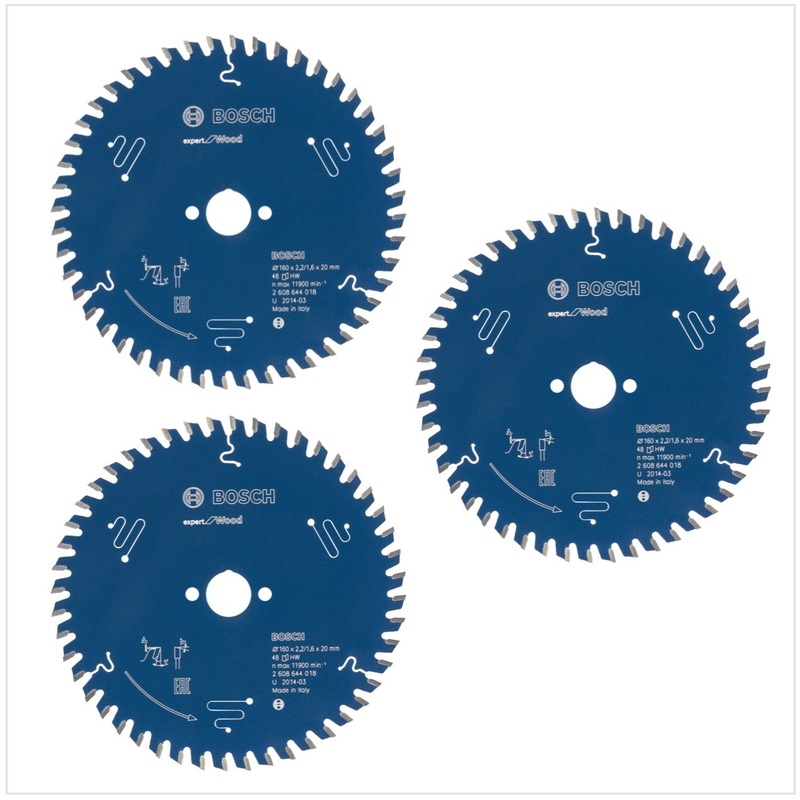 3x Hoja de sierra circular Bosch Expert para madera 160 x 20 x 2,2 mm 48 dientes (2608644018)