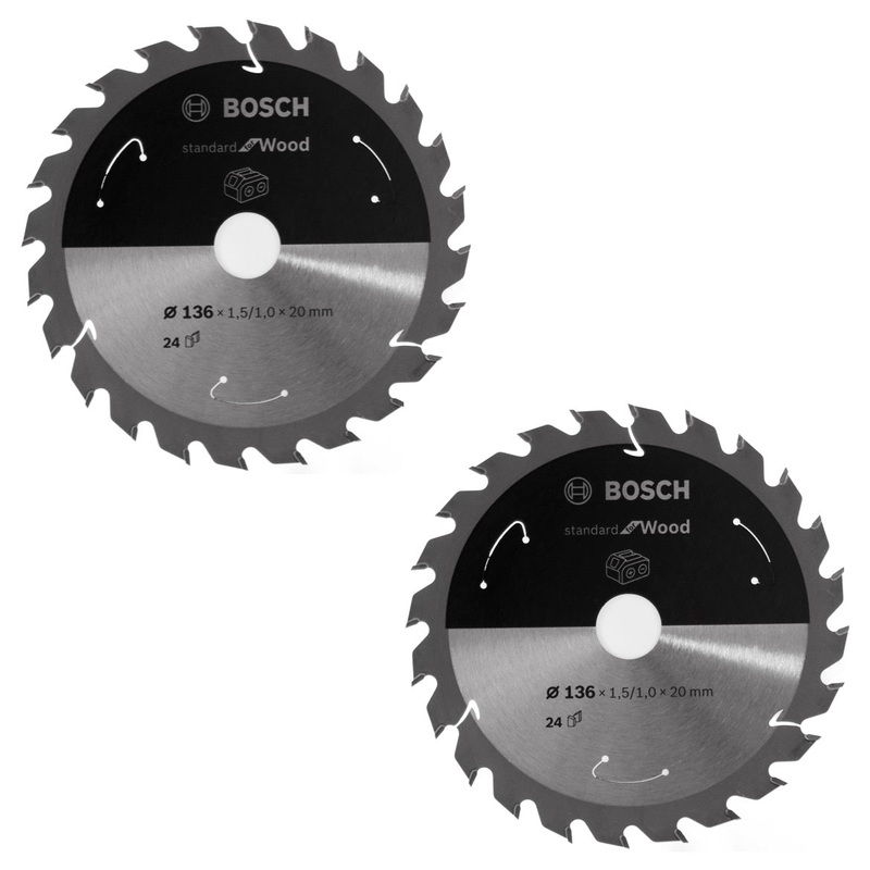 Hoja de sierra circular Bosch Estndar para madera 136 x 1,5 x 20 mm 24 dientes (2x 2608837668)