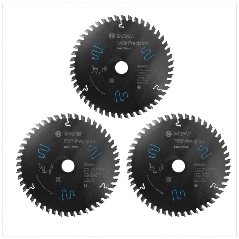 Hoja de sierra circular Bosch Pro Top Precision Best for Wood Hojas de sierra circular para madera 165 x 20 x 1,8 mm (3x 2608642384)