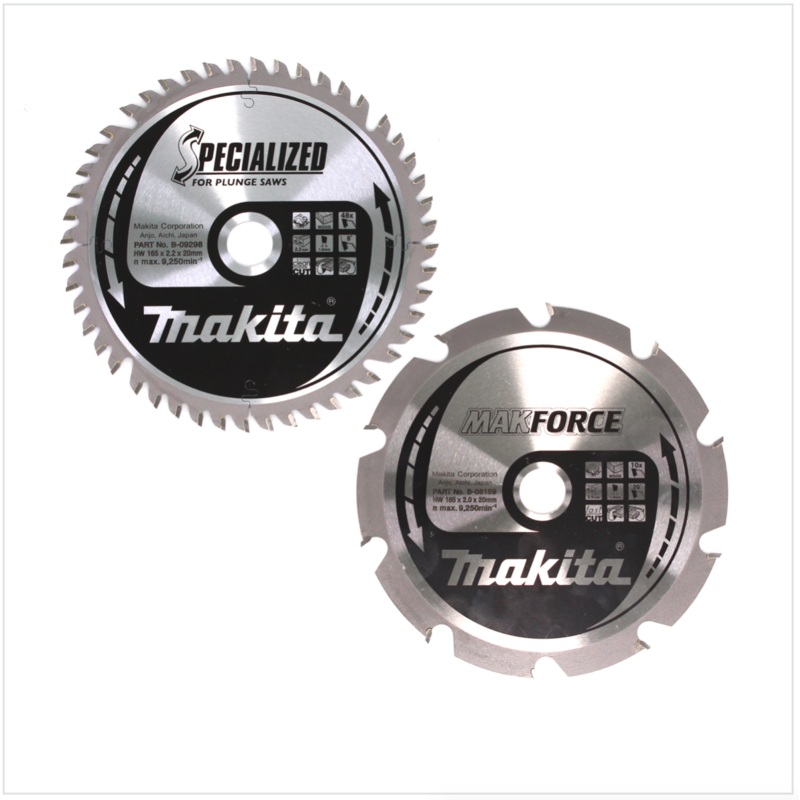 Makita B-49345 - 2 piezas hojas de sierra circular 165 mm B09298 y B08159