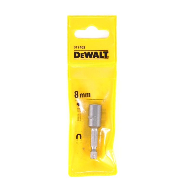 Llave de tubo DeWalt DT 7402, hexgono exterior de 8 mm, longitud de 50 mm, soporte de imn permanente, entrada de 1/4"