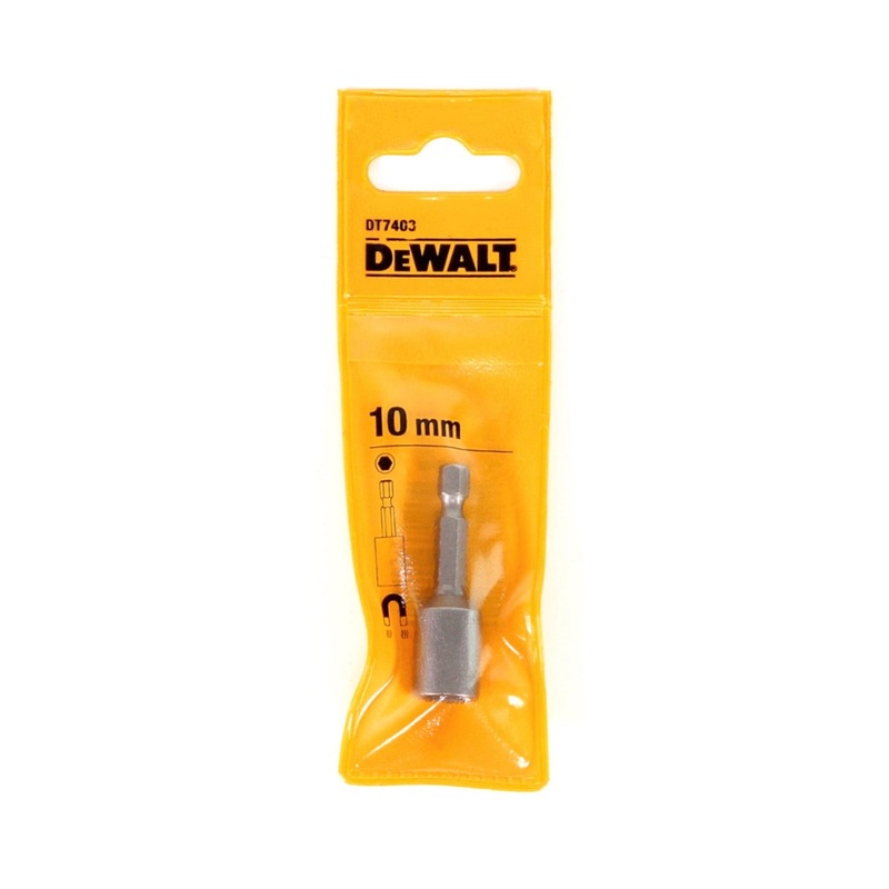 Llave de vaso DeWalt DT 7403-QZ, hexgono exterior de 10 mm, longitud de 50 mm, soporte de imn permanente, cuadro de 1/4"