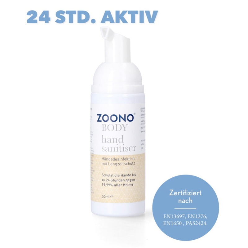 Zoono Germfree24 desinfectante de manos 50 ml proteccin hasta 24 horas contra el 99,99% de todos los grmenes (certificado segn PAS 2424 / EN13697 / EN1276 / EN1650)