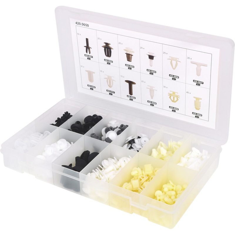 Juego de clips de fijacin KS TOOLS Citron/Peugeot, 345 piezas ( 420.0650 )
