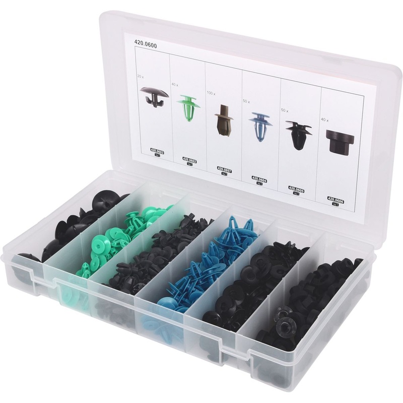 Juego de clips de fijacin KS TOOLS para Opel, 300 piezas ( 420.0600 )