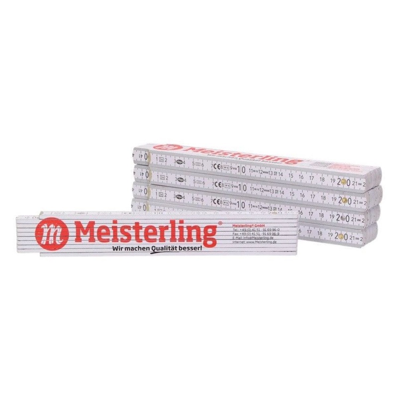 Metro plegable Meisterling metro plegable blanco con escritura roja (090100000031) 2 m con escala de grados angulares y muelles de acero