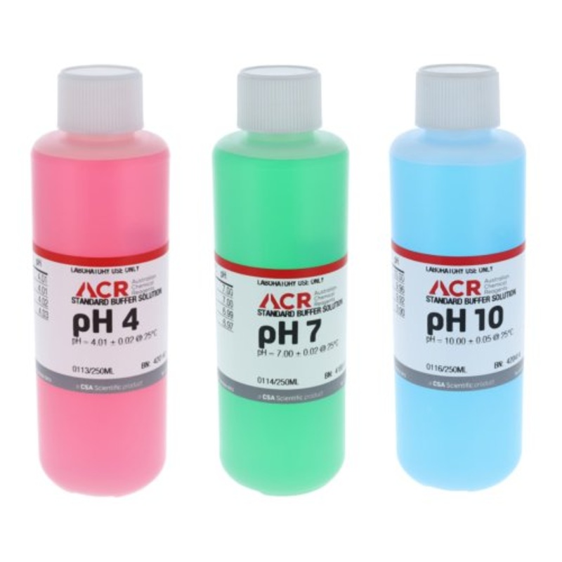 3 Pack Of Ph Buffer Solution (Ph 4, Ph 7, Ph 10), 250Ml Each