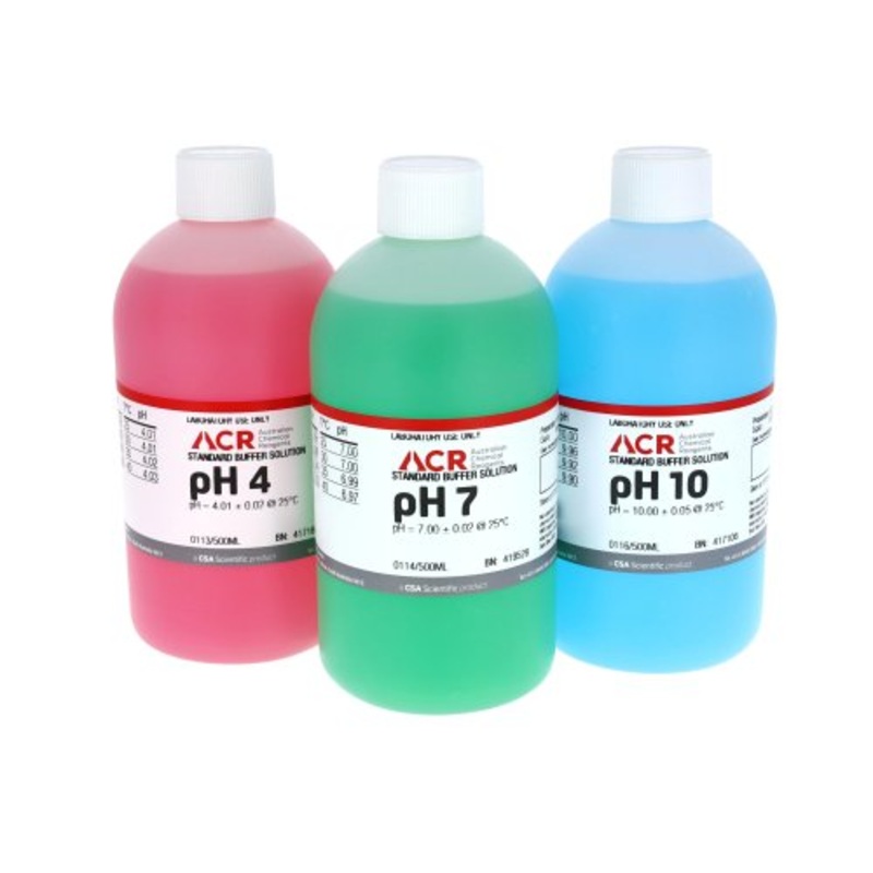 3 Pack Of Ph Buffer Solution (Ph 4, Ph 7, Ph 10), 500Ml Each