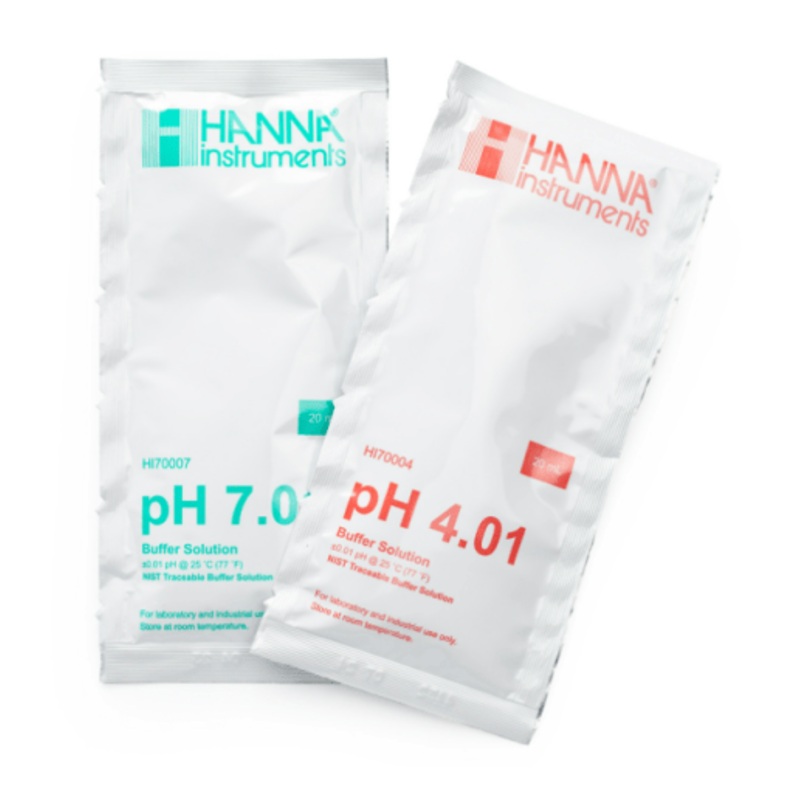 HI77400P pH 4.01 and 7.01 Calibration Buffer Sachets (10 x 20mL, 5 Each)