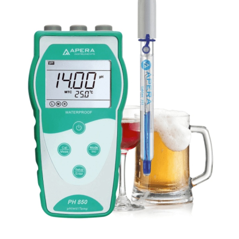 PH850-BR Portable pH Meter for Beverage Making, equipped with LabSen 213 Glass pH/Temp Electrode