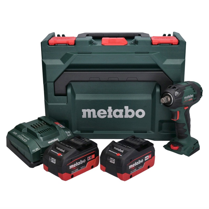 Metabo SSW 18 LTX 300 BL Atornillador de impacto a batera 18 V 300 Nm 1/2" sin escobillas + 2x batera 5,5 Ah + cargador + metaBOX