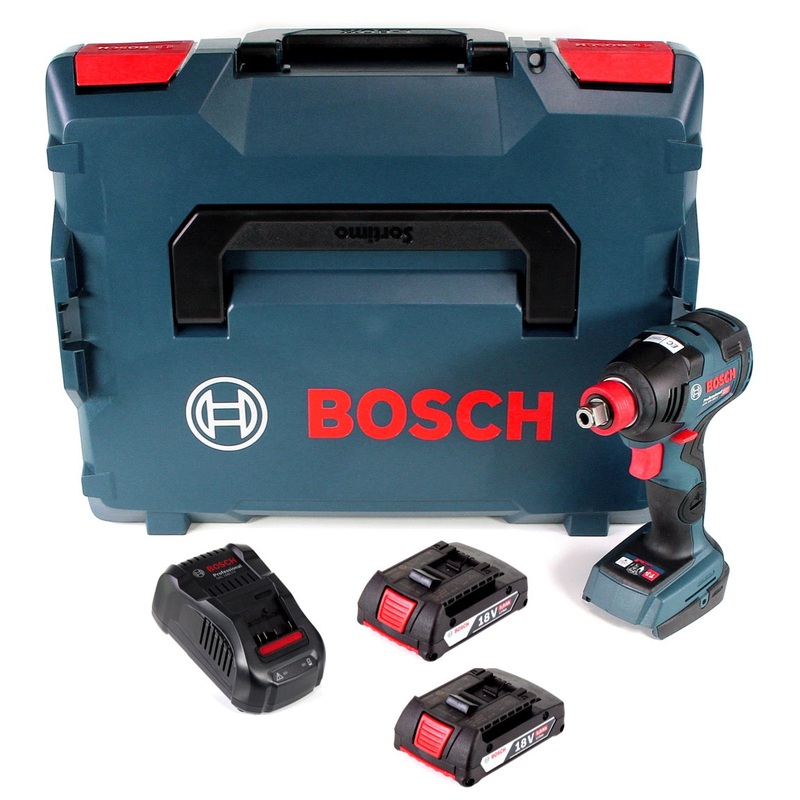 Atornillador de impacto inalmbrico Bosch GDX 18V-200 C 18V 200 Nm sin escobillas + 2x batera 2.0Ah + cargador + L-Boxx
