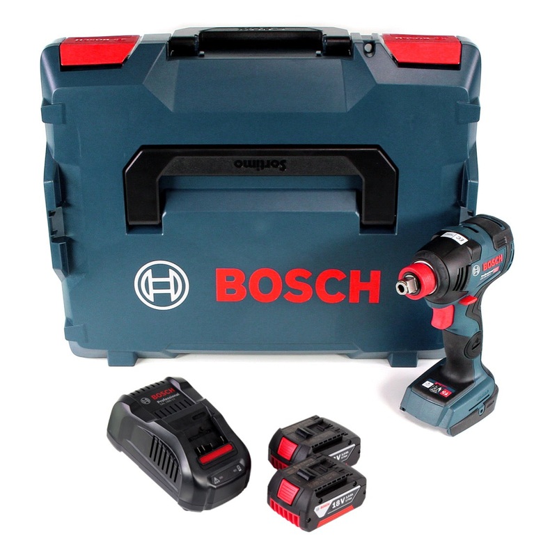 Atornillador de impacto inalmbrico Bosch GDX 18V-200 C 18V 200 Nm sin escobillas + 2x batera 3.0Ah + cargador + L-Boxx