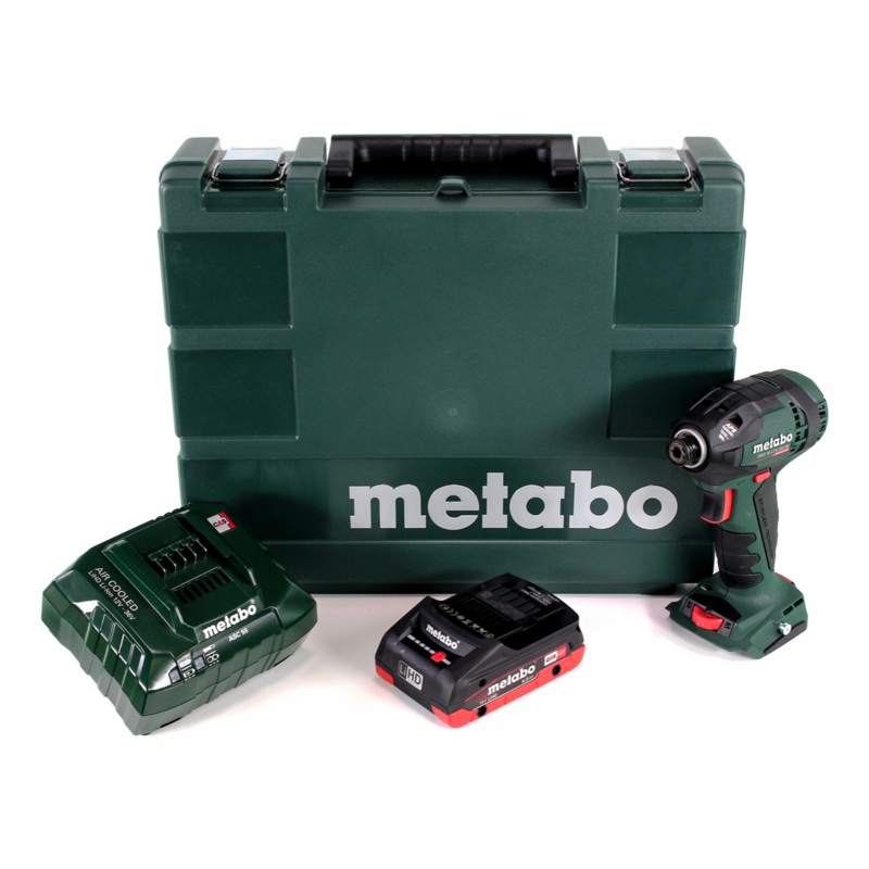 Metabo SSD 18 LTX 200 BL Atornillador de impacto inalmbrico 18V 1/4" 200Nm sin escobillas + 1x batera 4.0Ah + cargador + maletn