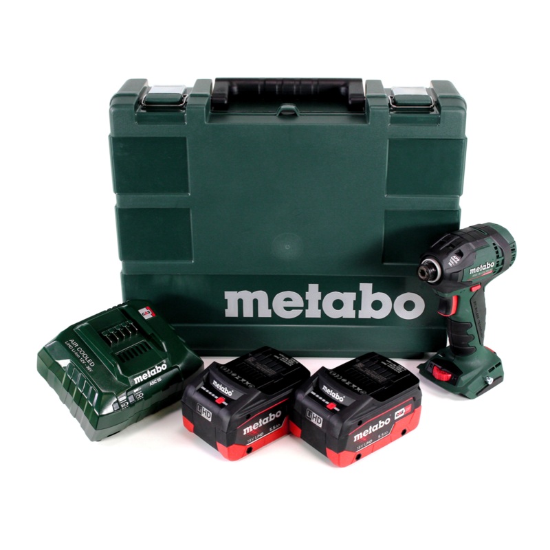 Metabo SSD 18 LTX 200 BL Atornillador de impacto inalmbrico 18V 1/4" 200Nm sin escobillas + 2x batera 5,5Ah + cargador + maletn