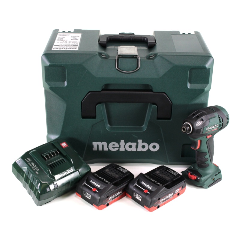Metabo SSD 18 LTX 200 BL Atornillador de impacto inalmbrico 18V 200Nm 1/4" sin escobillas + 2x batera 4.0Ah + cargador + MetaLoc
