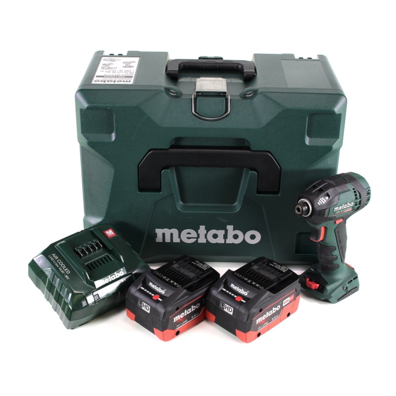 Metabo SSD 18 LTX 200 BL Atornillador de impacto inalmbrico 18V 200Nm 1/4" sin escobillas + 2x batera 5,5Ah + cargador + MetaLoc