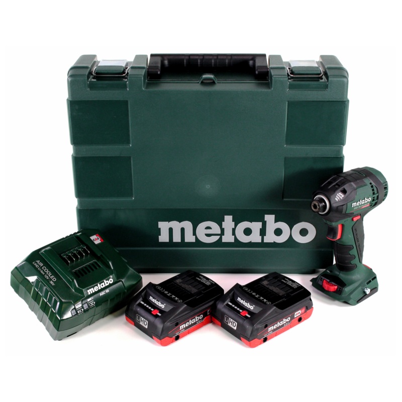 Metabo SSD 18 LTX 200 BL Llave de impacto a batera 18V 1/4" 200Nm sin escobillas + 2x batera 4.0Ah + cargador + maletn (602396520)