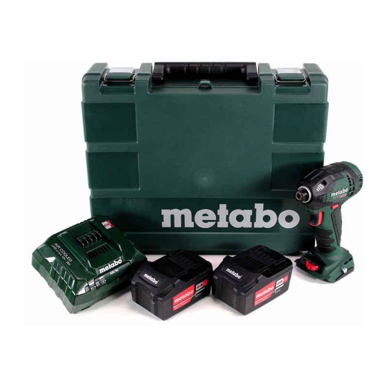 Metabo SSD 18 LTX 200 BL Llave de impacto a batera 18V 1/4" 200Nm sin escobillas + 2x batera 5,2Ah + cargador + maletn (602396650)