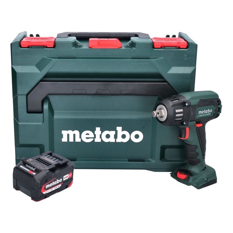 Metabo SSW 18 LTX 400 BL Atornillador de impacto a batera 18 V 400 Nm 1/2" sin escobillas + 1x batera 4,0 Ah + metaBOX - sin cargador