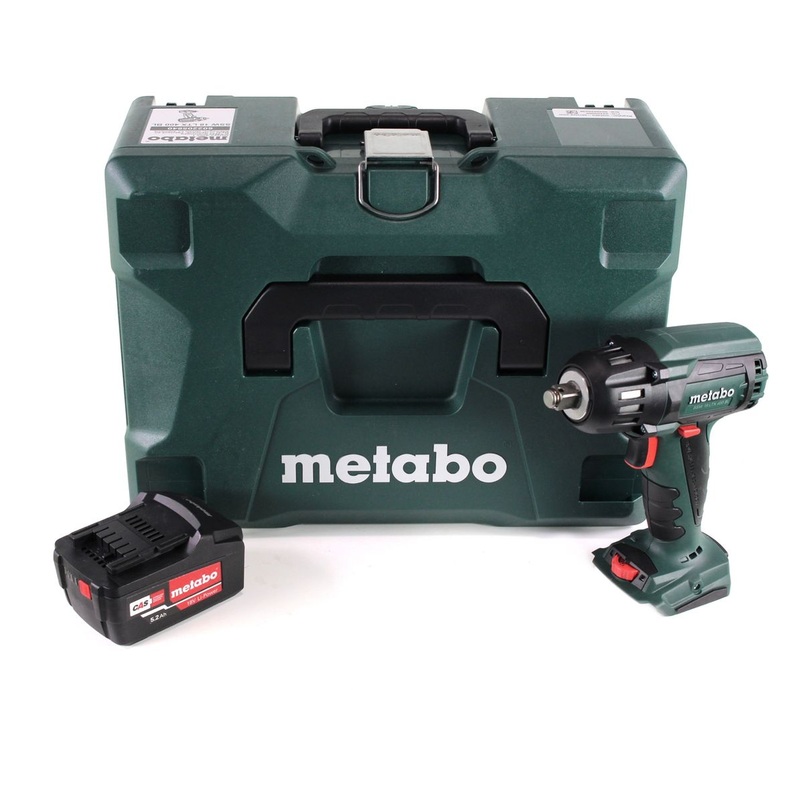 Metabo SSW 18 LTX 400 BL Atornillador de impacto a batera 18 V 400 Nm 1/2" sin escobillas + 1x batera 5,2 Ah + metaBOX - sin cargador