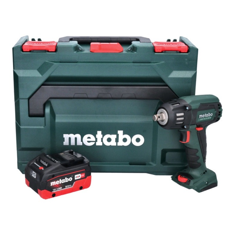 Metabo SSW 18 LTX 400 BL Atornillador de impacto a batera 18 V 400 Nm 1/2" sin escobillas + 1x batera 8,0 Ah + metaBOX - sin cargador